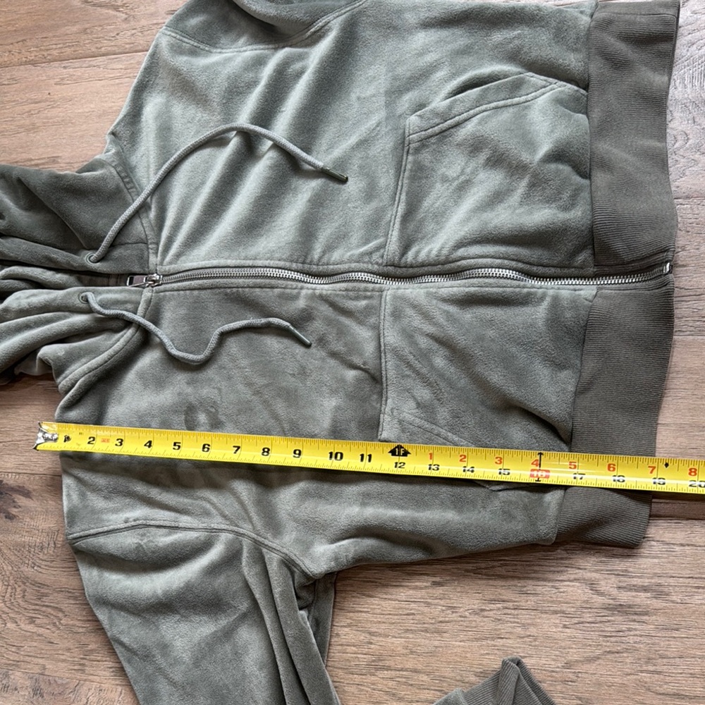 Abercrombie and Fitch Jacket Womens Small Green Velvet Track Hood Full Zip - Picture 6 of 8
